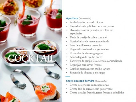Cocktail (Sólidos) no Hotel Douro Palace p/10 pessoas